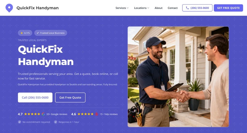 QuickFix Handyman website preview